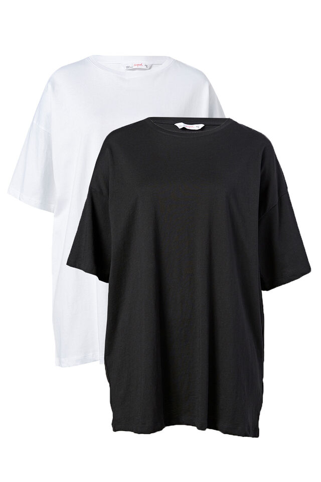 Multipack 2pk Oversized T Shirt, Black/White